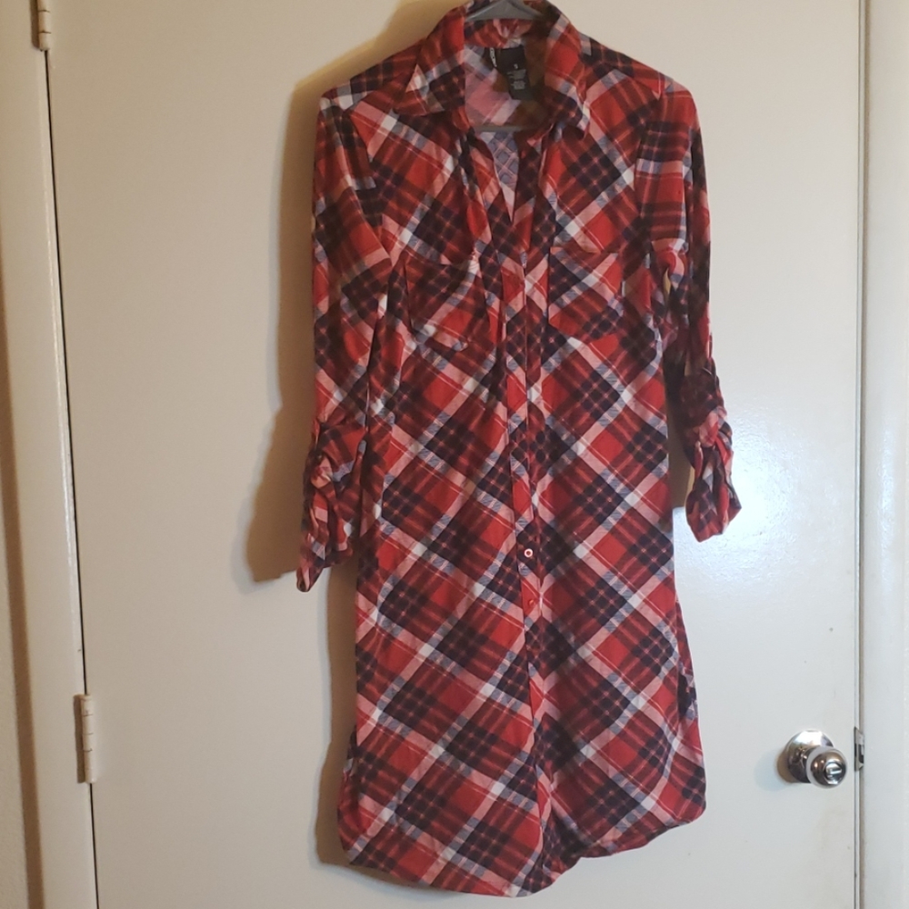 Plaid shirt dress